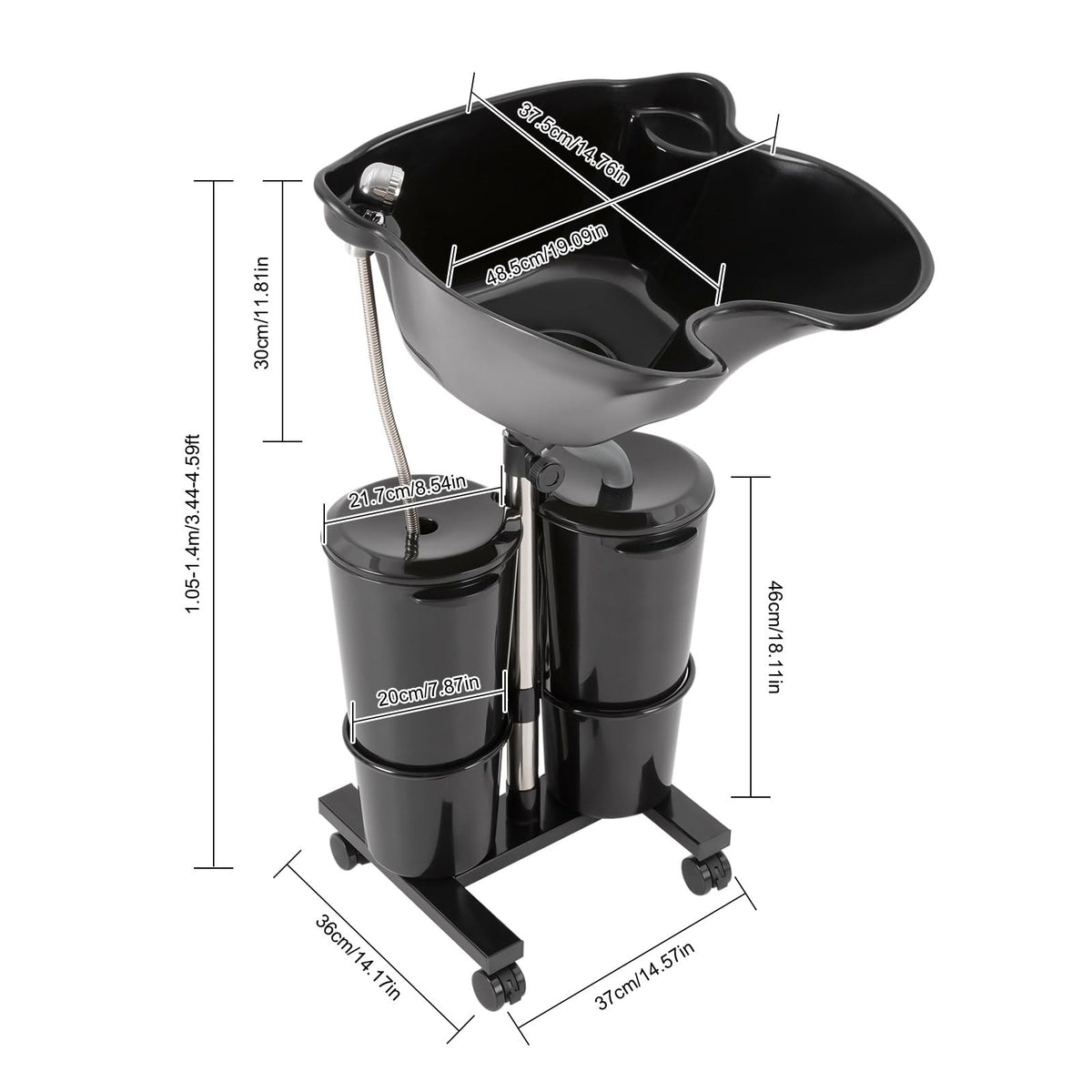 Portable Shampoo Bowl with Electric Pump, Adjustable Height, Dual Bucket Design E23851