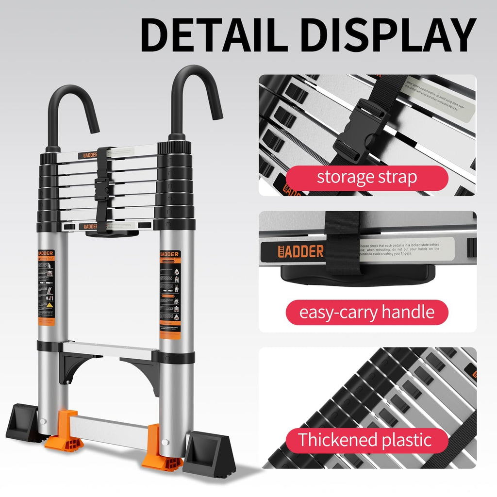Telescoping Aluminum Ladder 330lbs Max Capacity F910914