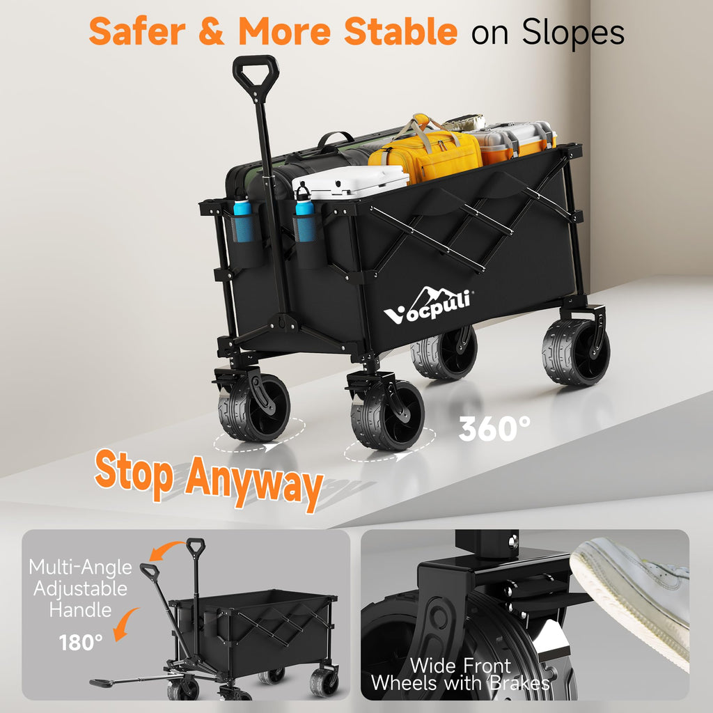 40" Black Collapsible Wagon Cart 500lbs 250L M256