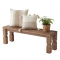 Solid Wood Bench 55-Inch Long Rustic Brown F372227