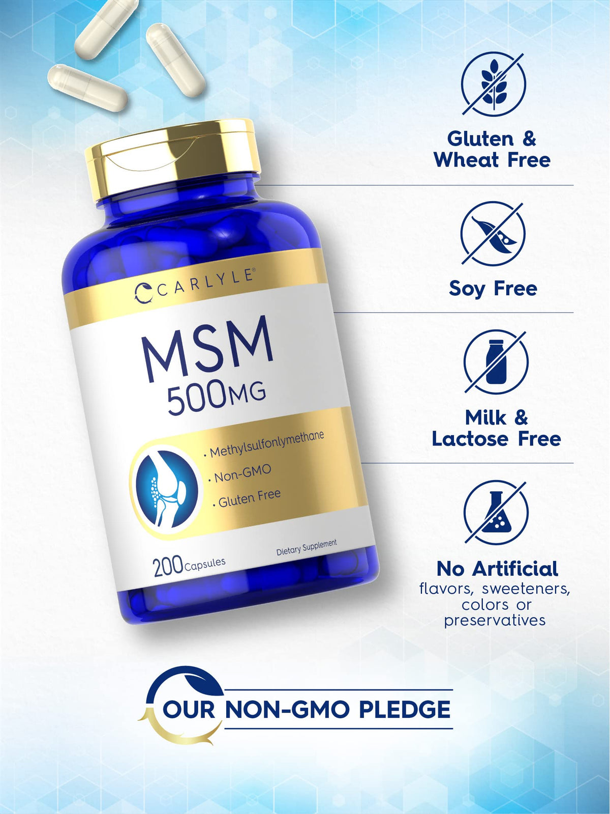 MSM Supplement Capsules 500mg 200 Count P8123