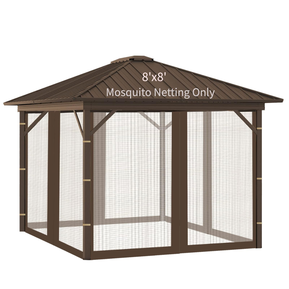 Replacement Gazebo Mosquito Netting 8x8x7 FT Brown U57004