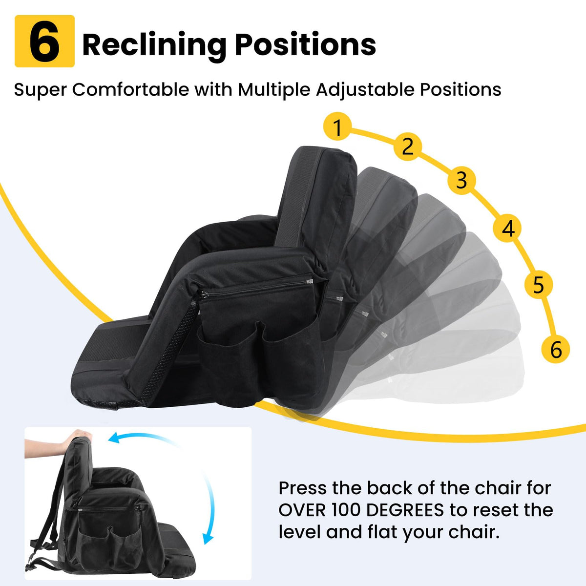 2 Pack Portable Folding Stadium Seats with Back Support and Cushion L496