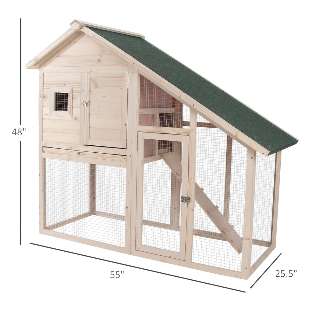 55" 2-Tier Wooden Rabbit Hutch with Ramp O792