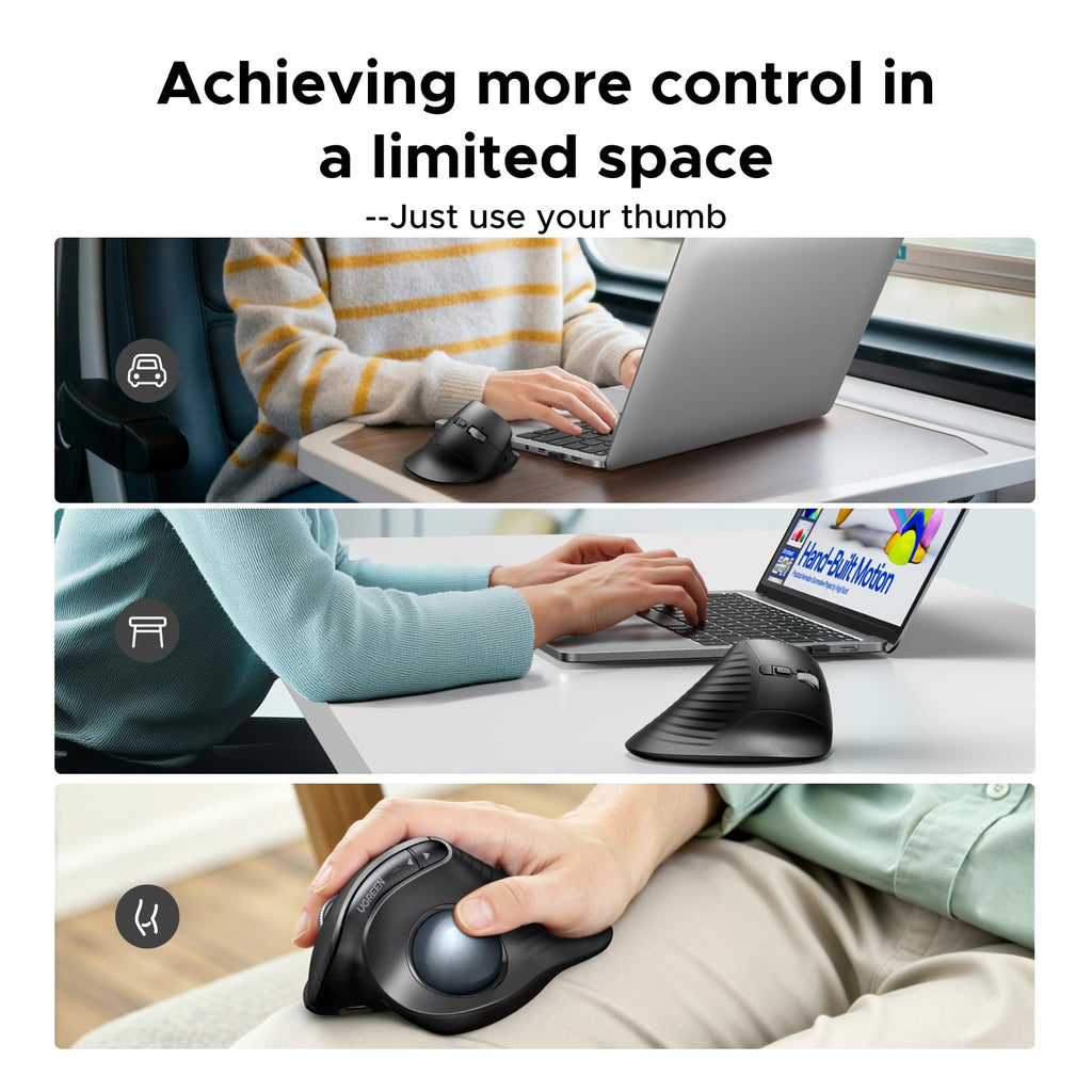 Wireless Trackball Mouse, Bluetooth & 2.4G, Thumb Control R19951