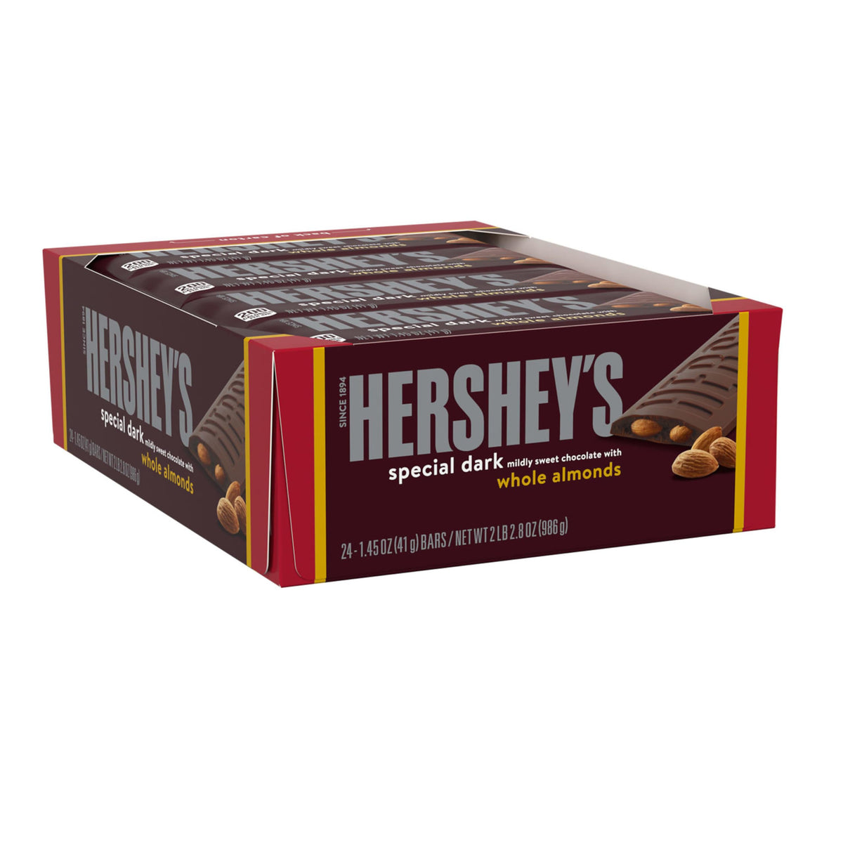 Dark Chocolate with Whole Almonds Candy Bars 1.45 oz 24 Count Y838619