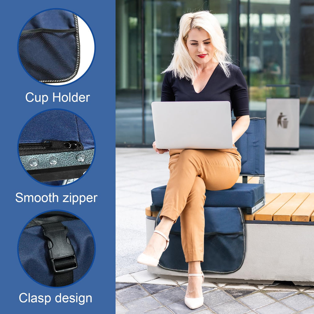 Portable Folding Stadium Seats with Back Support and Cushion, Navy, 2Pack M805090