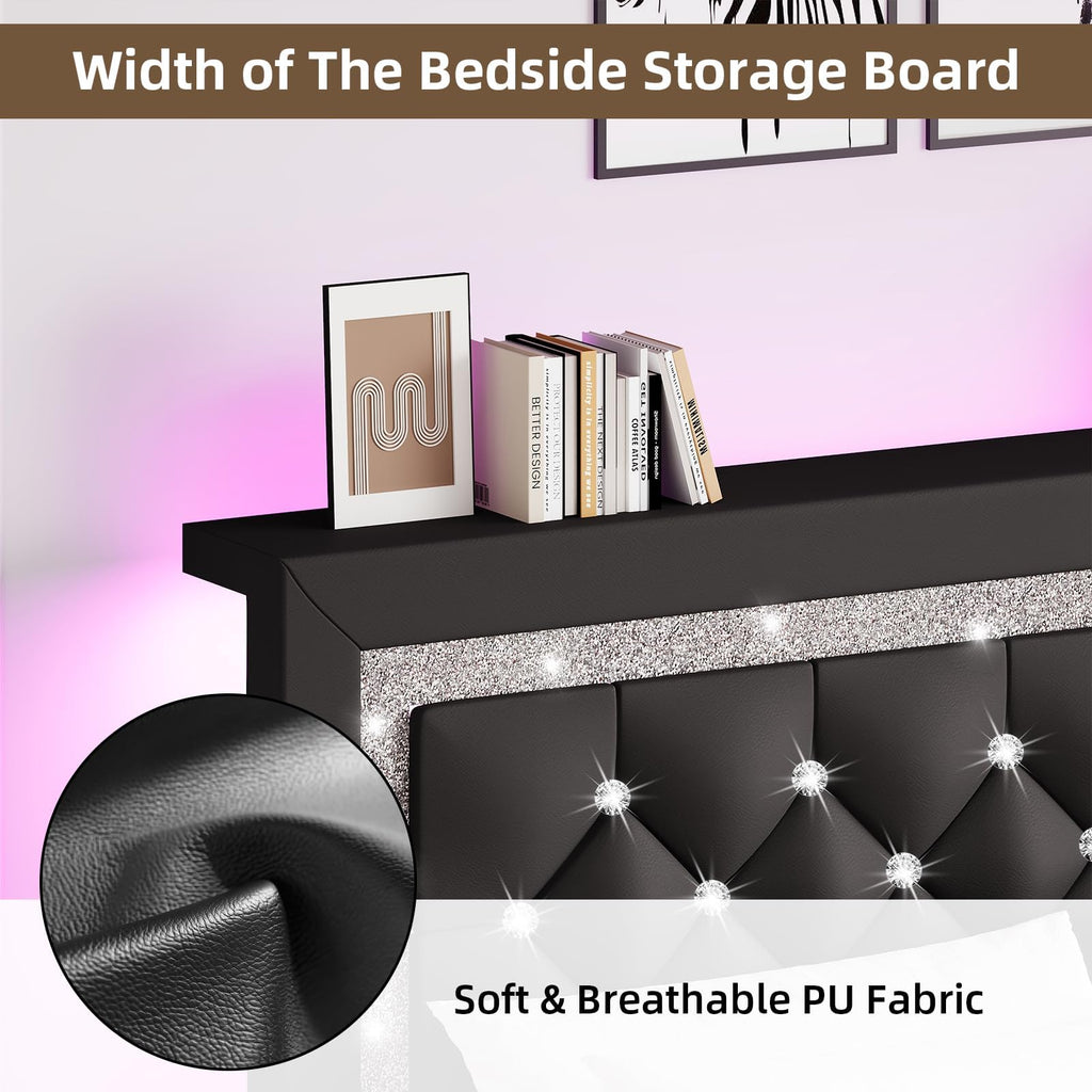 Black Full Bed Frame with LED Lights L43815
