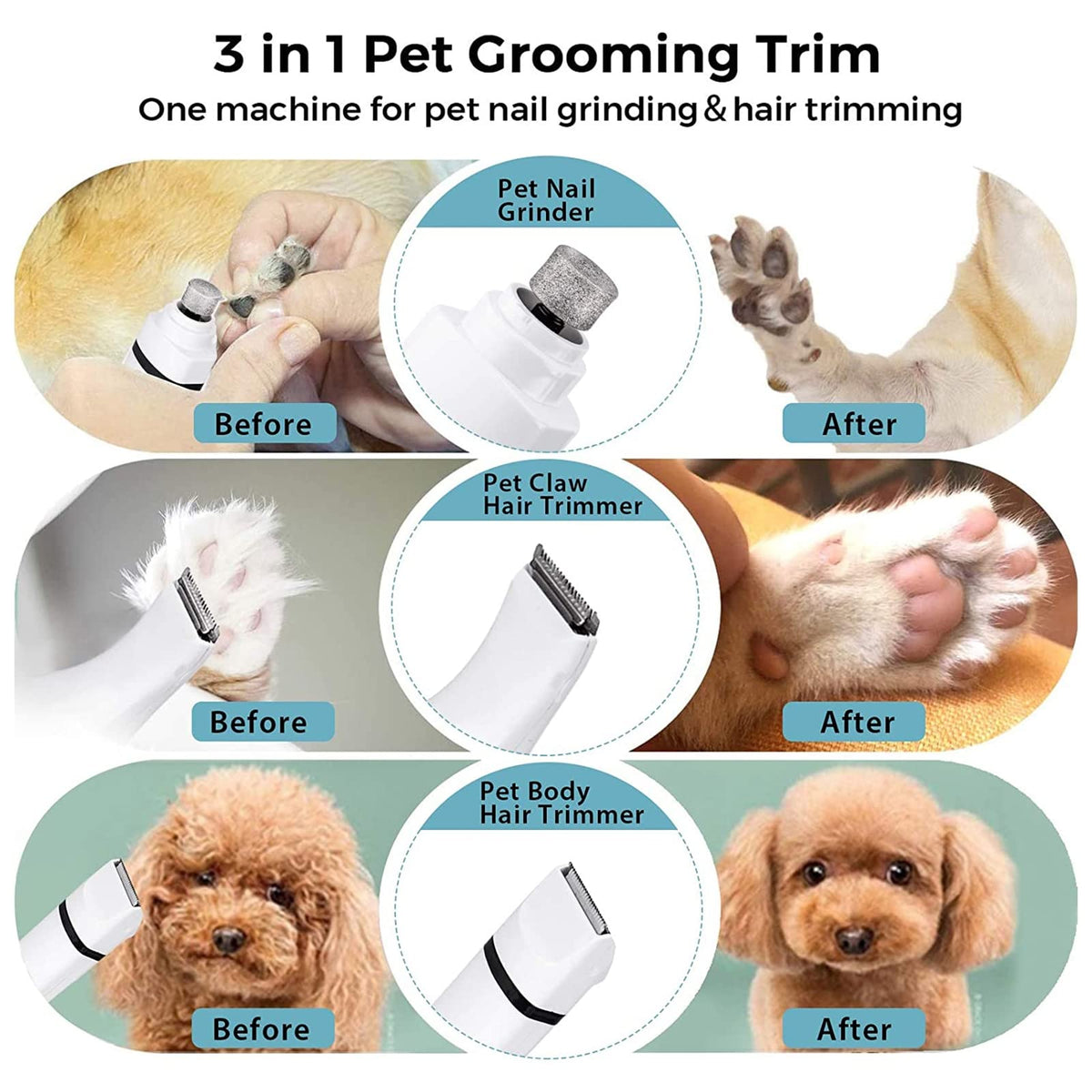 Electric Dog Clippers and Nail Grinder Grooming Kit O907088