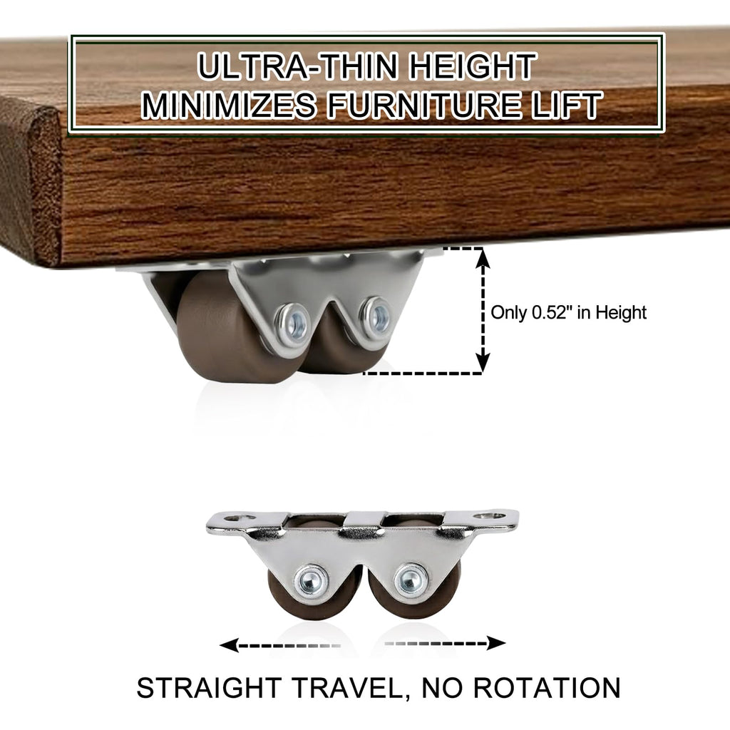 0.5" Dual-Wheel Mini Caster Wheels, 8-Pack Z42252