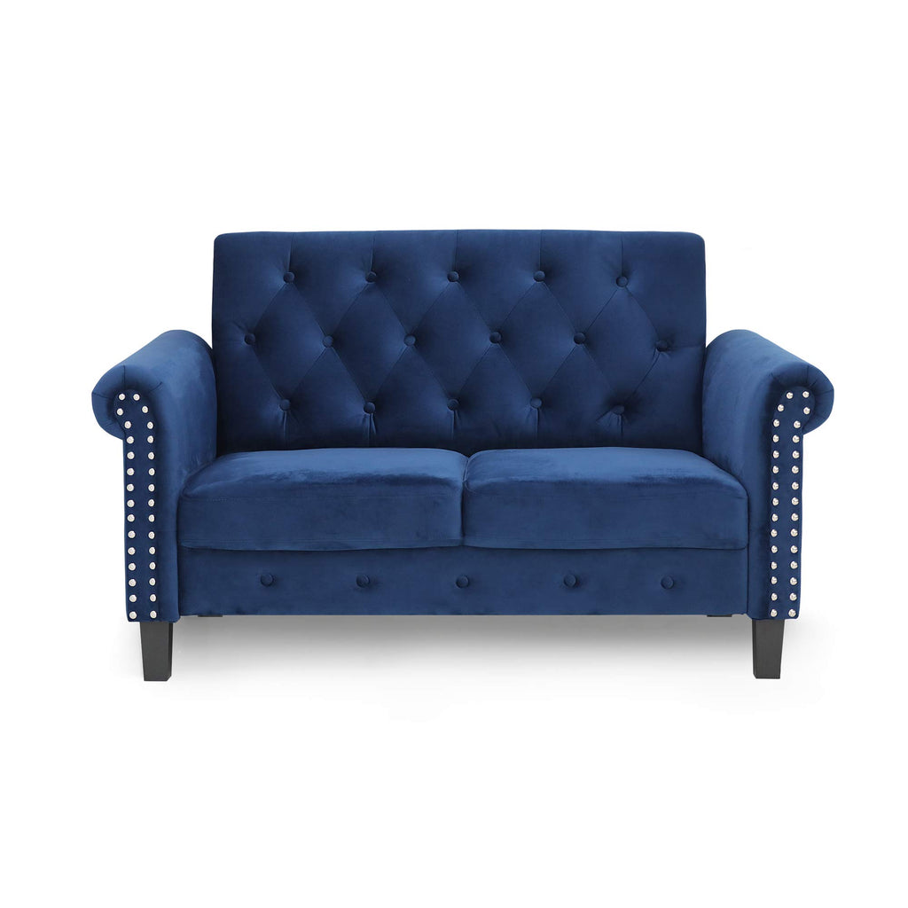 Navy Velvet 2-Seater Loveseat Sofa N4049