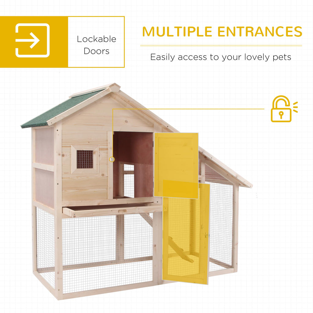 55" 2-Tier Wooden Rabbit Hutch with Ramp O792