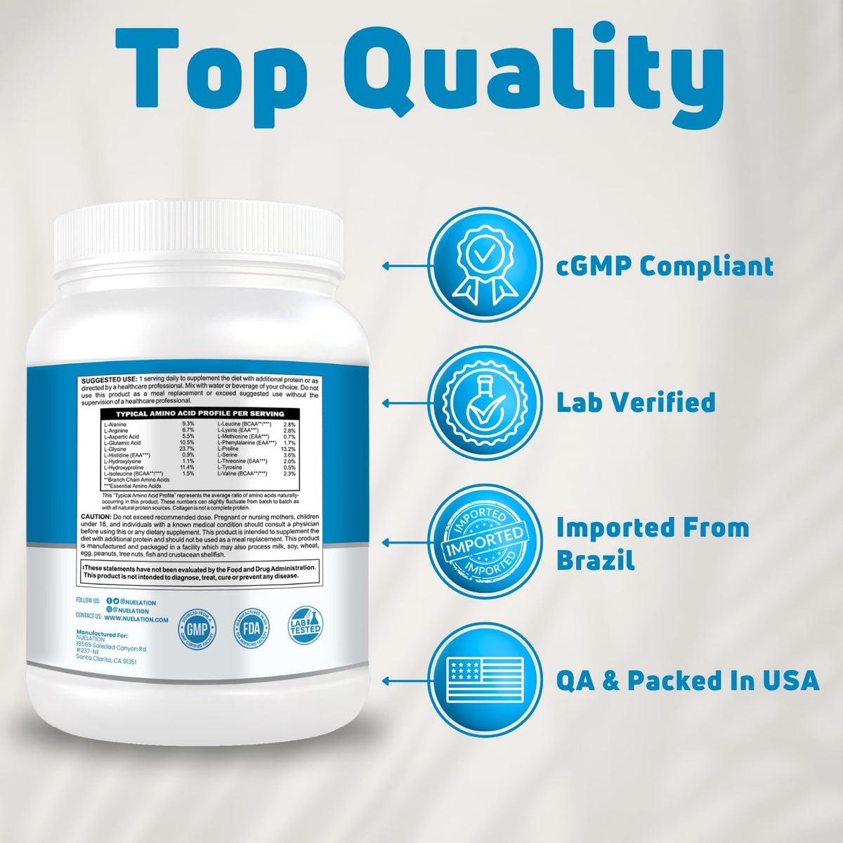 Grass Fed Hydrolyzed Bovine Collagen Peptides Powder 1LB Unflavored S2678