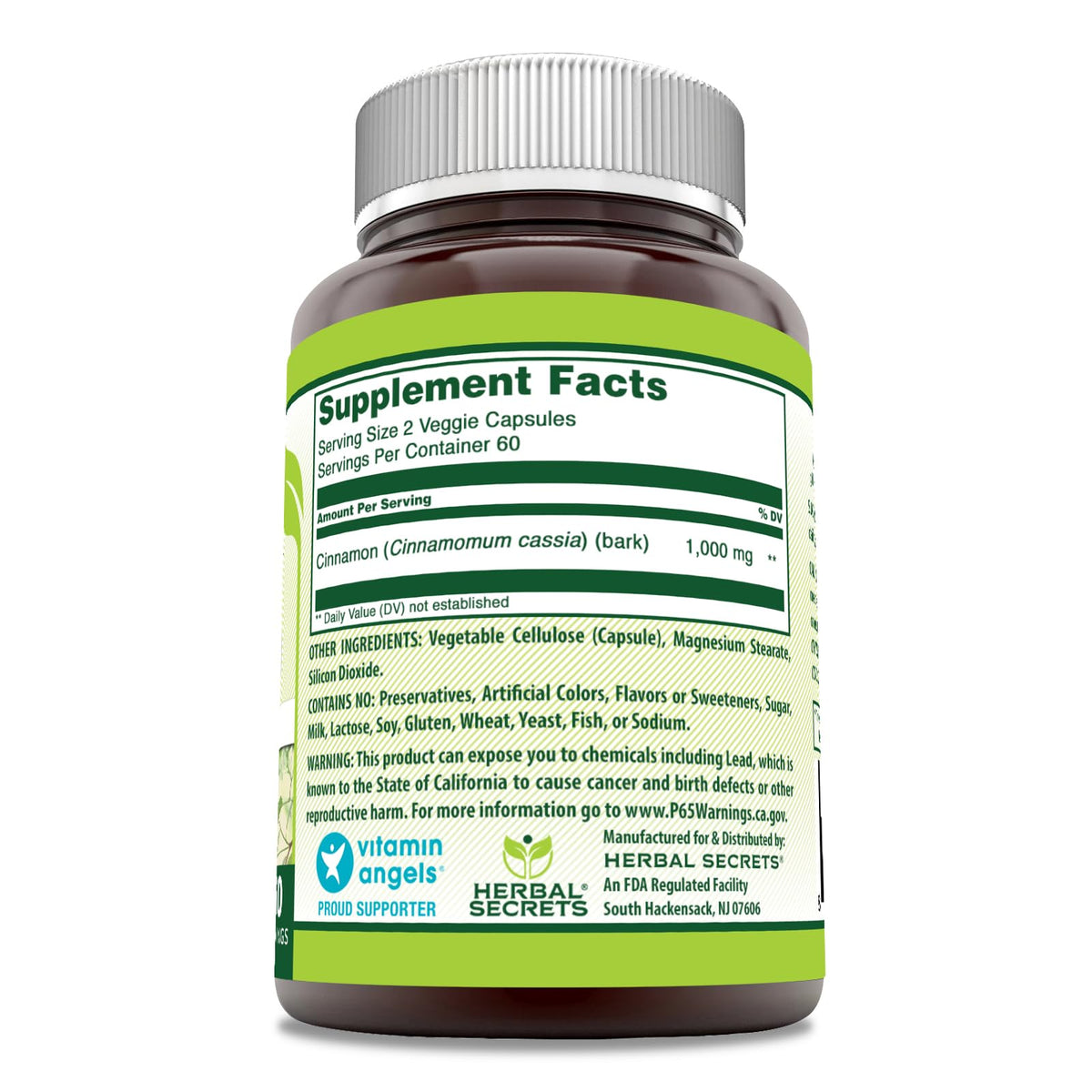 Cinnamon Supplement 1000 Mg 120 Veggie Capsules Q197