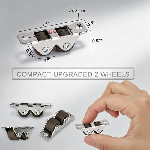 0.5" Dual-Wheel Mini Caster Wheels, 8-Pack Z42252