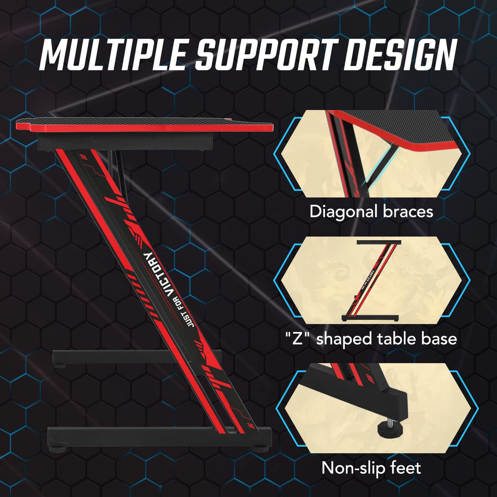 39" Red Z-Shaped Gaming Table T369