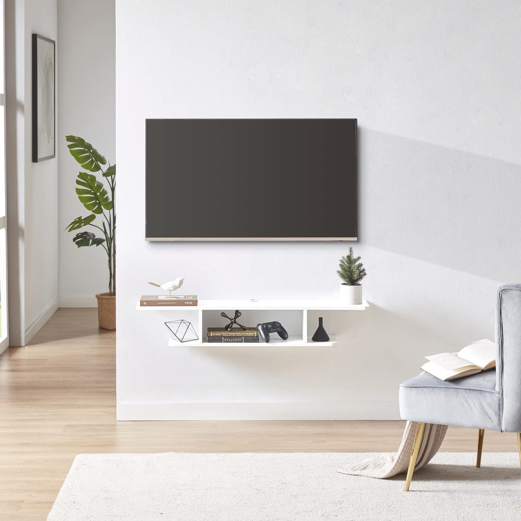White Floating Wall Mounted TV Stand with Storage H27754
