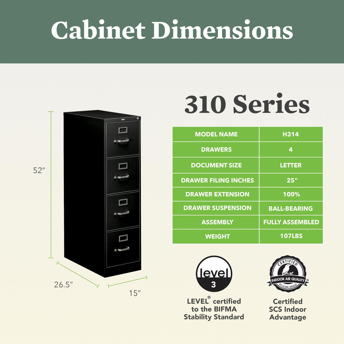 Black 4 Drawer File Cabinet Q530366