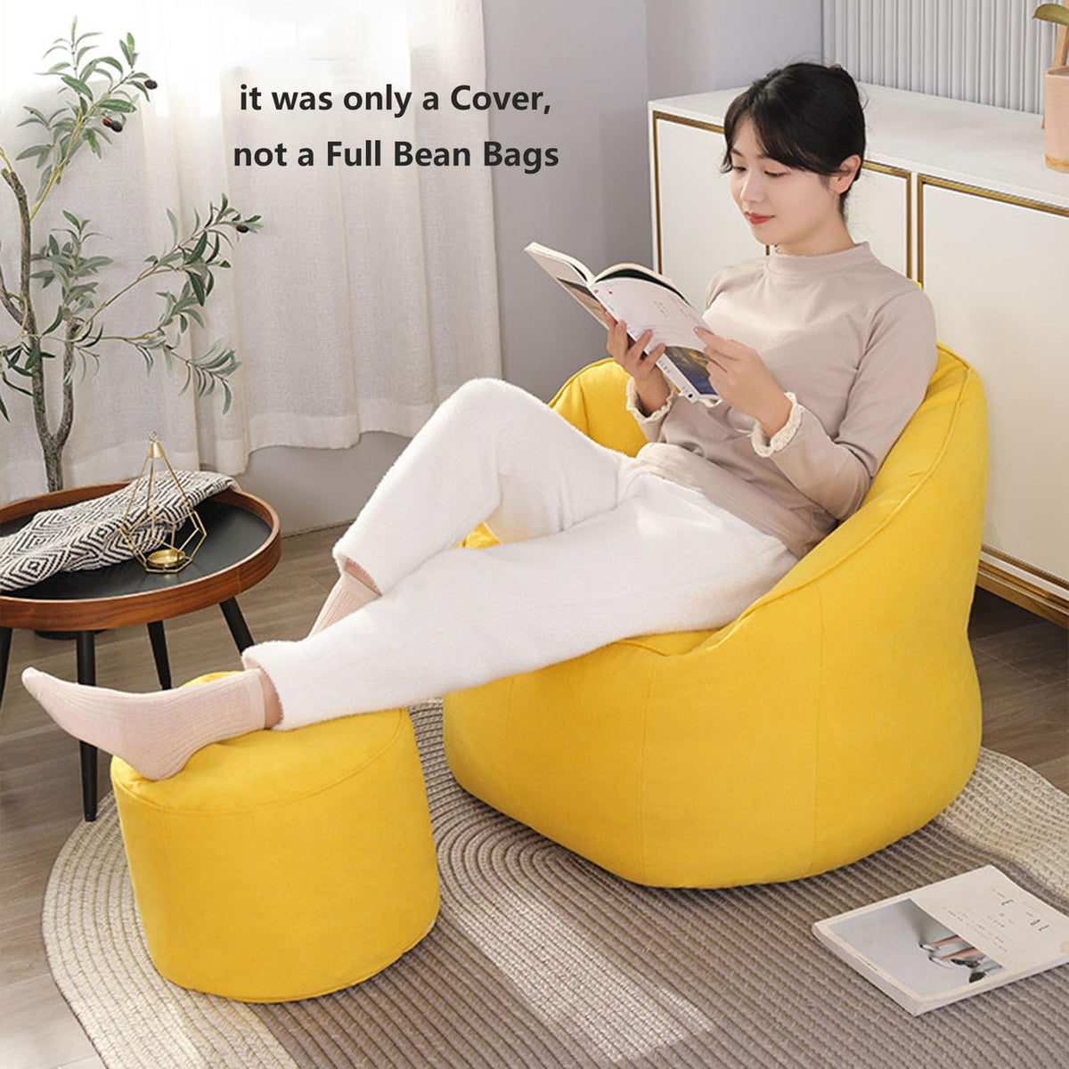 Yellow Bean Bag Chair Cover O63310