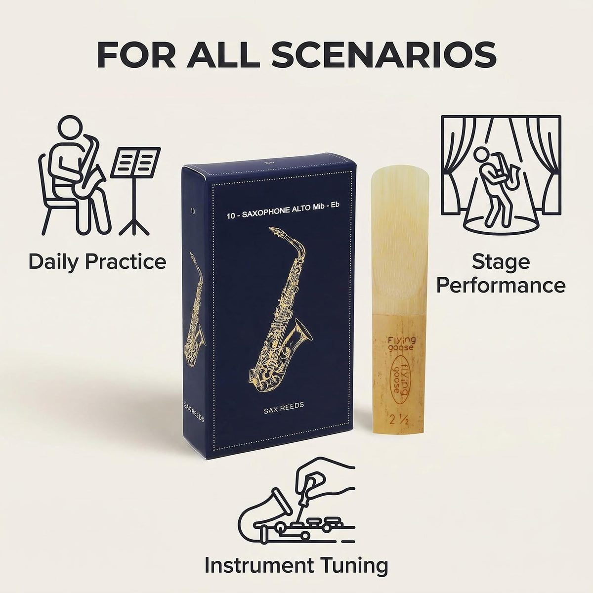 Alto Saxophone Reeds Strength 2.5 Natural Cane 10-Pack B202