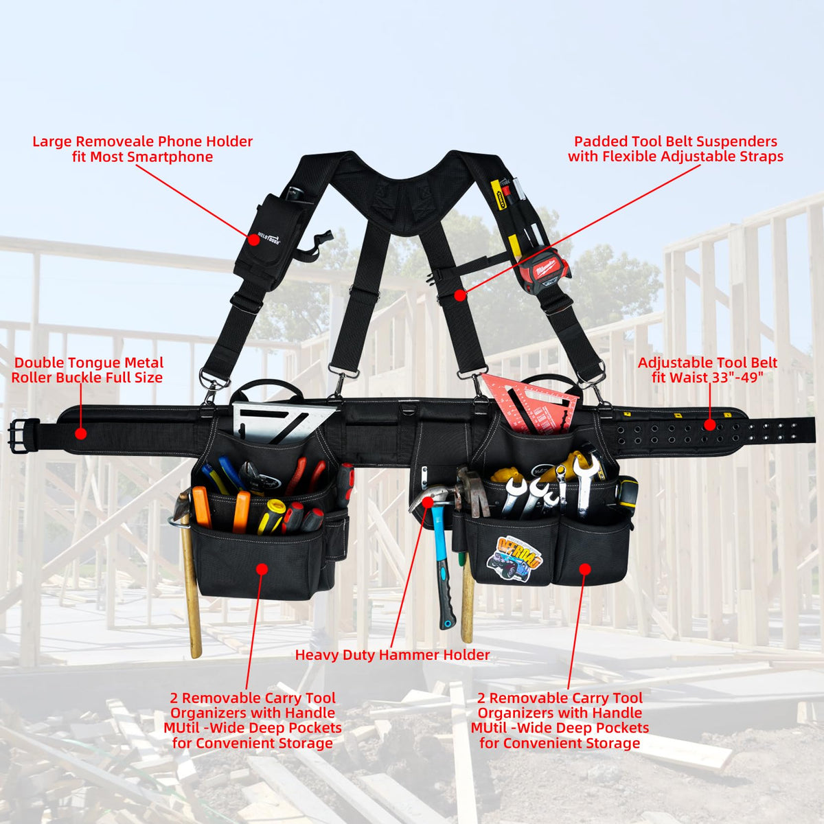 Heavy Duty Tool Belt with Suspenders W872