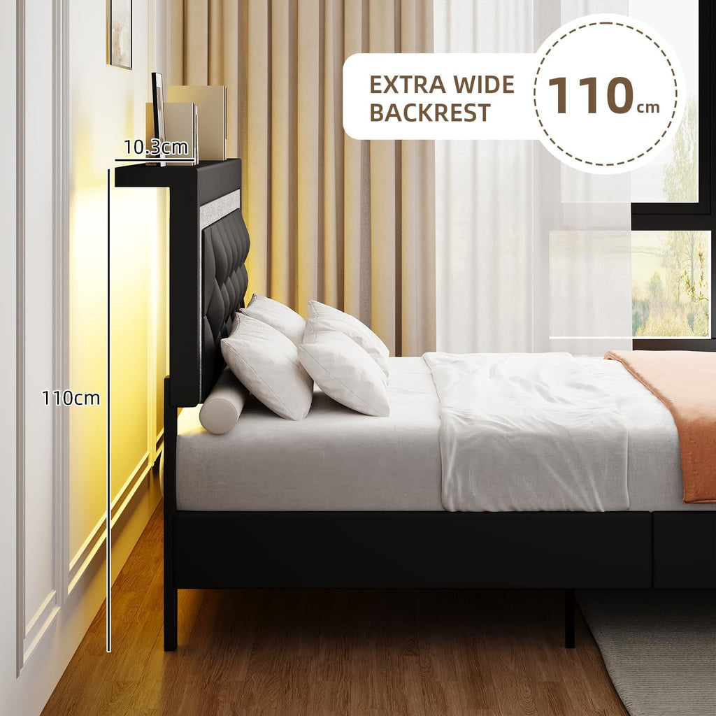 Black Full Bed Frame with LED Lights L43815