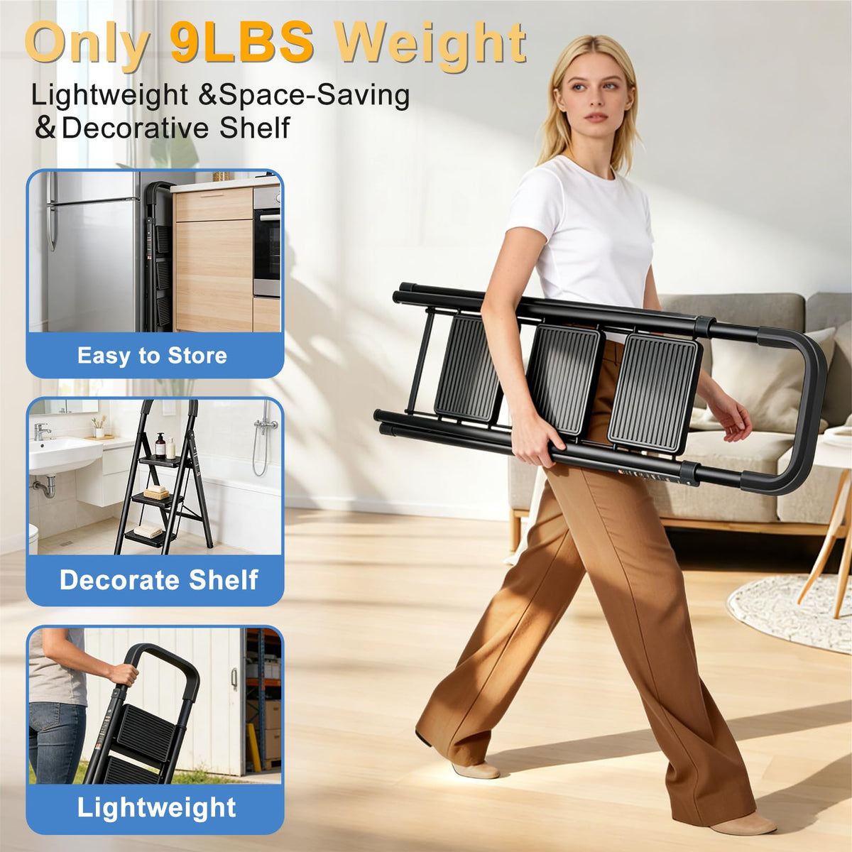 Folding Step Stool with Handrail J413066