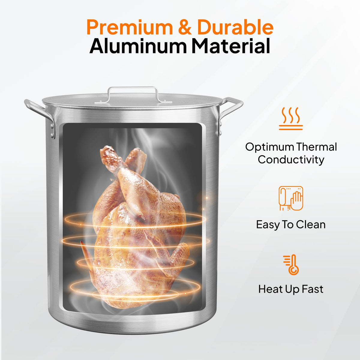 30QT Aluminum Turkey Fryer Pot & Seafood Boil Pot with Strainer Basket E6126