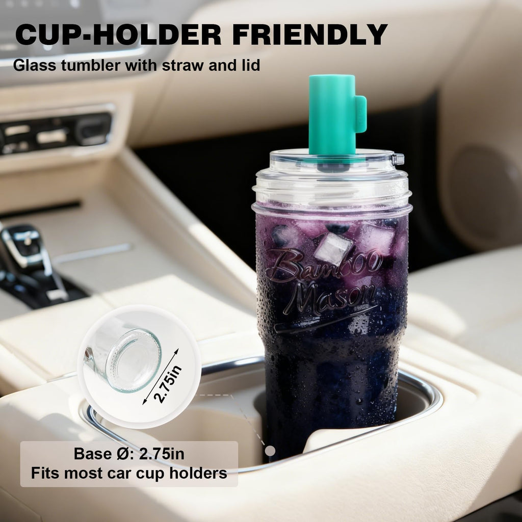 Glass Cups with Lids and Straws 24oz G981