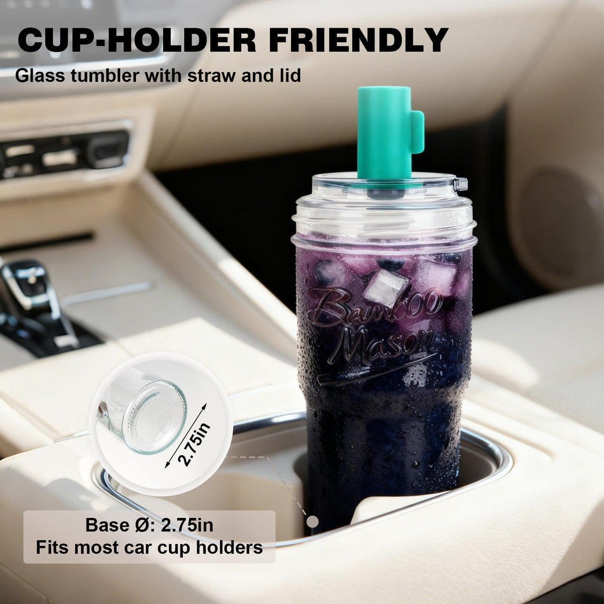 Glass Cups with Lids and Straws 24oz G981