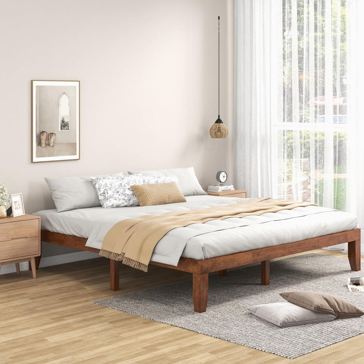 14 Inches Wood Platform Bed Frame King Size R594