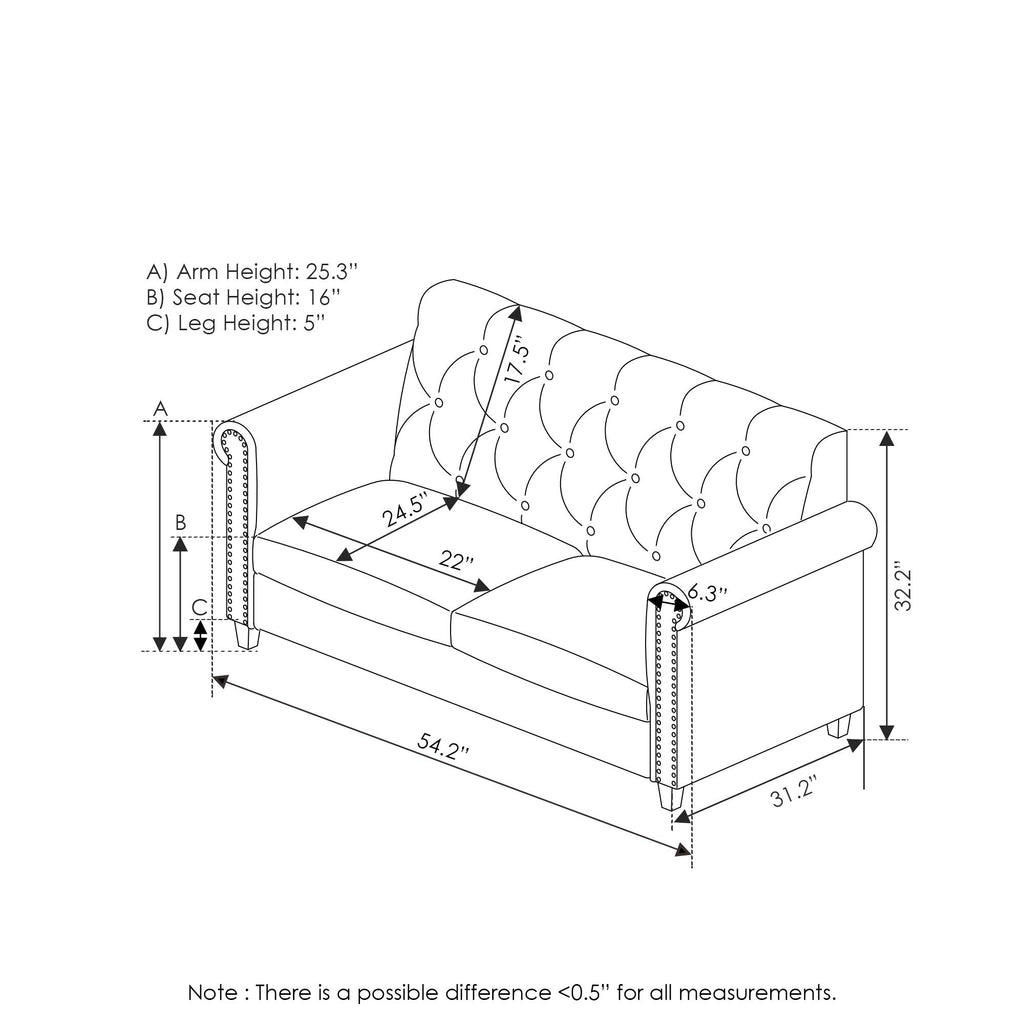 Navy Velvet 2-Seater Loveseat Sofa N4049