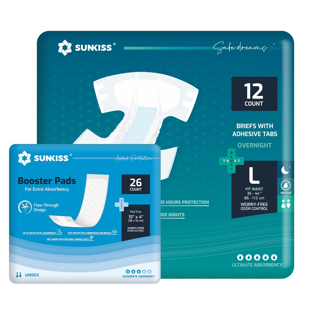 Adult Diapers Large 12 Count & Booster Pads 26 Count Y426536