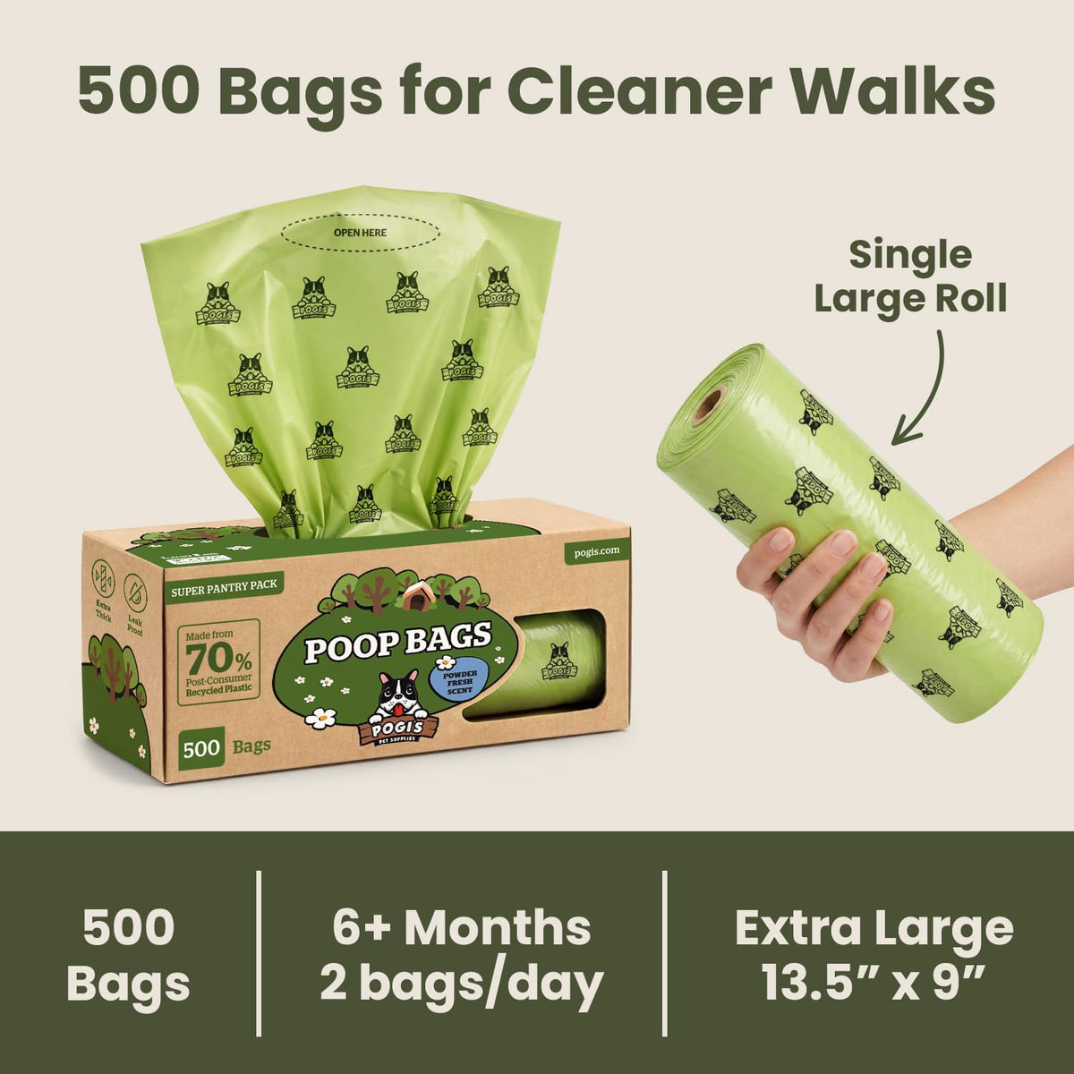Large Dog Poop Bags, 500 Bags I6667