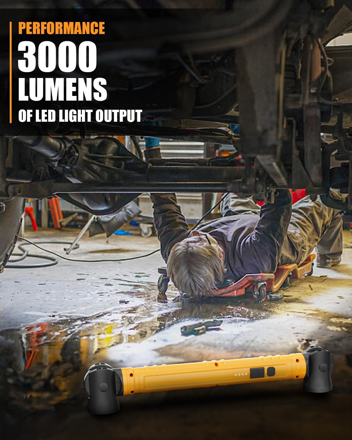 3000LM Rechargeable LED Work Light with Hooks T9723