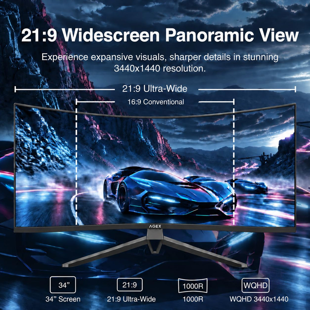 34 Inch WQHD 2K Ultrawide Curved Gaming Monitor 240Hz C5916