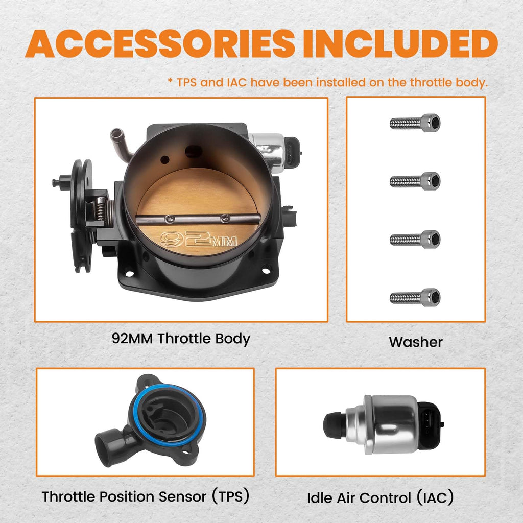 92mm Throttle Body with TPS IAC 4 Bolt T18490