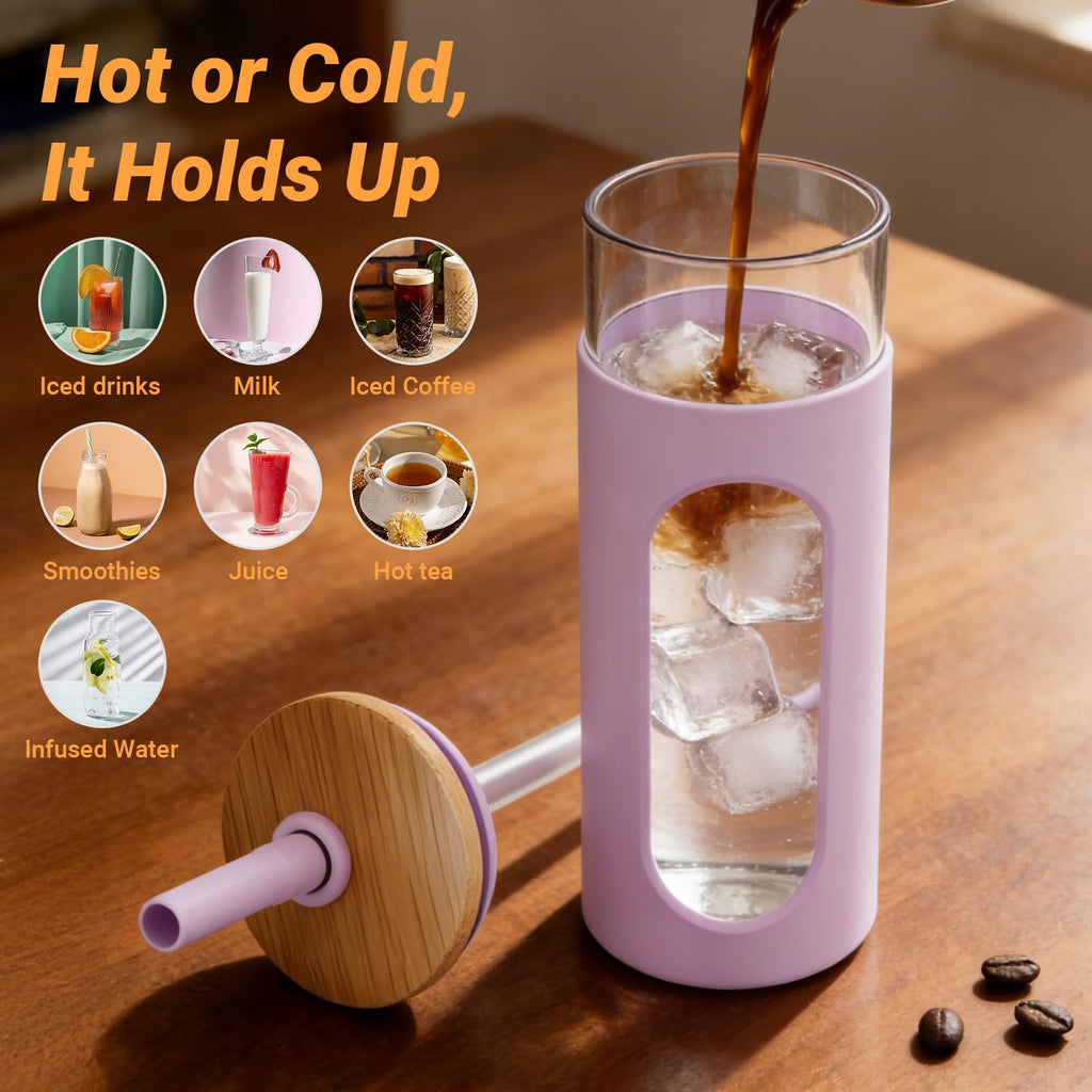 22 oz Glass Tumbler with Lid & Straw O229