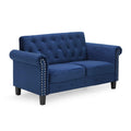 Navy Velvet 2-Seater Loveseat Sofa N4049