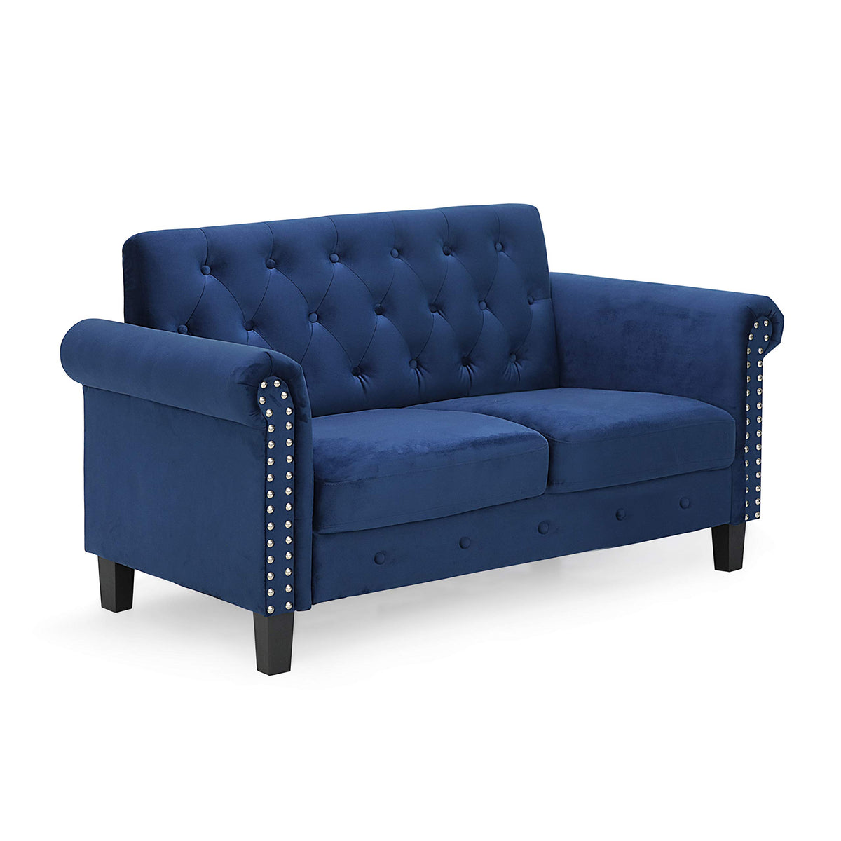 Navy Velvet 2-Seater Loveseat Sofa N4049