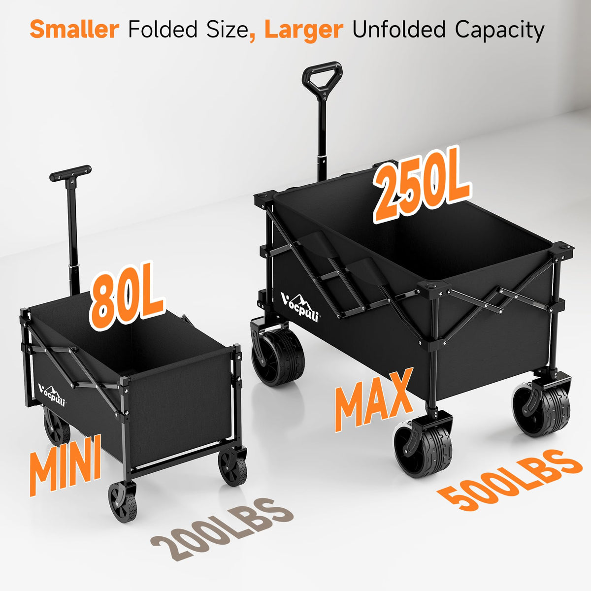 40" Black Collapsible Wagon Cart 500lbs 250L M256