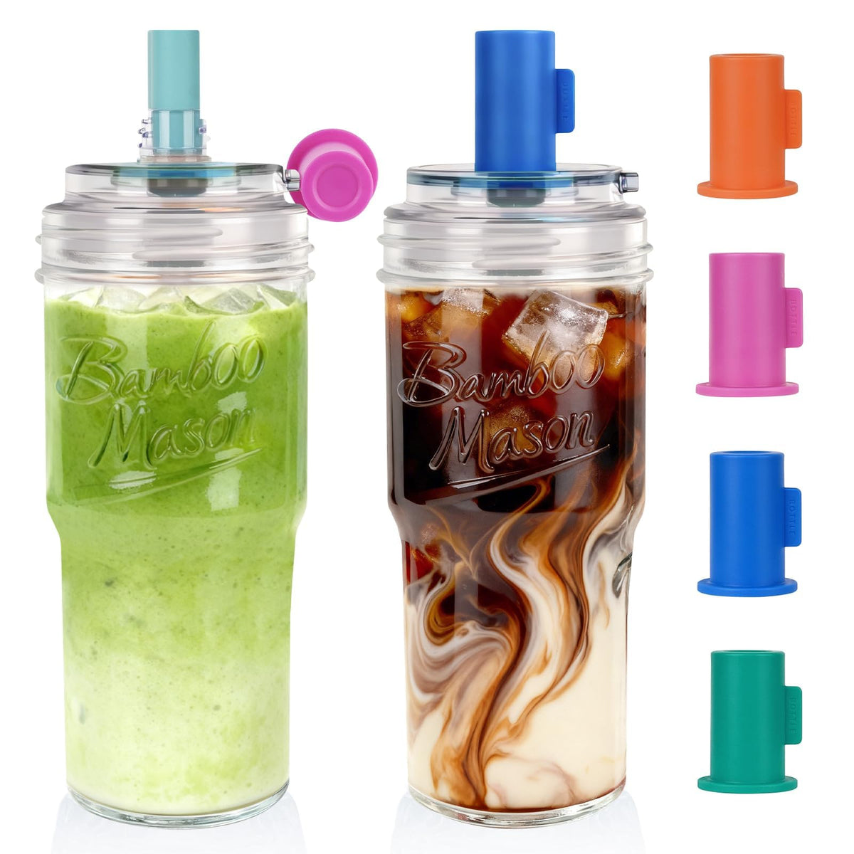 Glass Cups with Lids and Straws 24oz G981