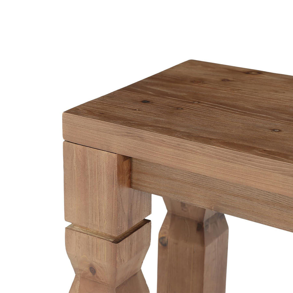 Solid Wood Bench 55-Inch Long Rustic Brown F372227
