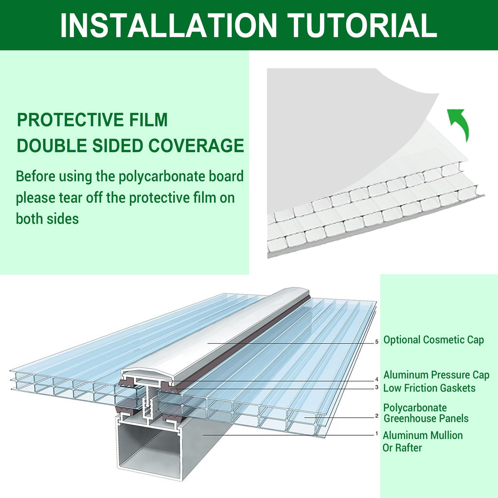 12 PCS Polycarbonate Greenhouse Panels 4' x 2' x 0.32'' N416