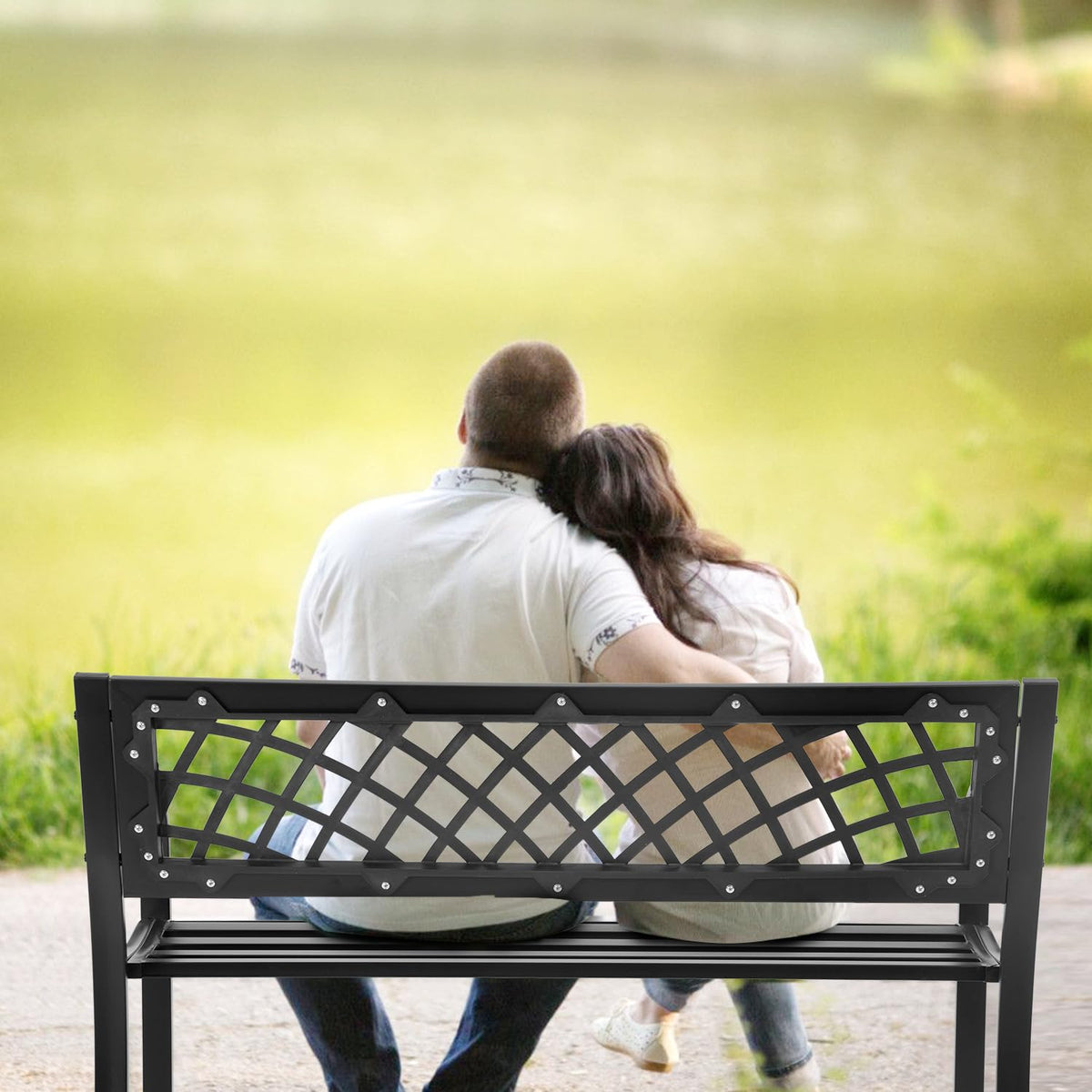 Black Outdoor Garden Bench W3579