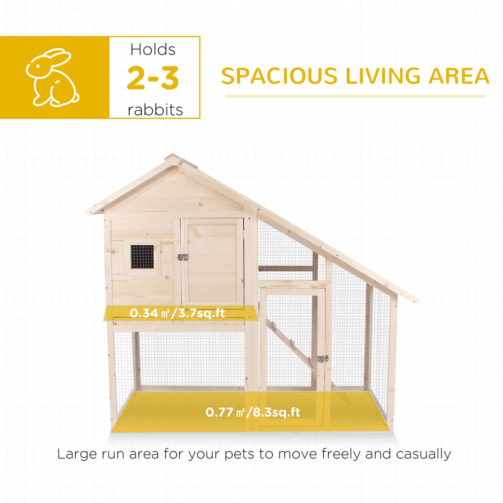 55" 2-Tier Wooden Rabbit Hutch with Ramp O792