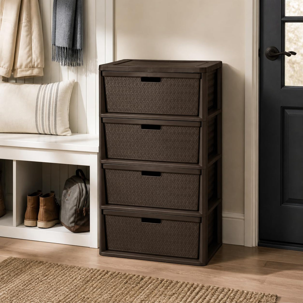 Brown 4 Drawer Plastic Storage Organizer N824598