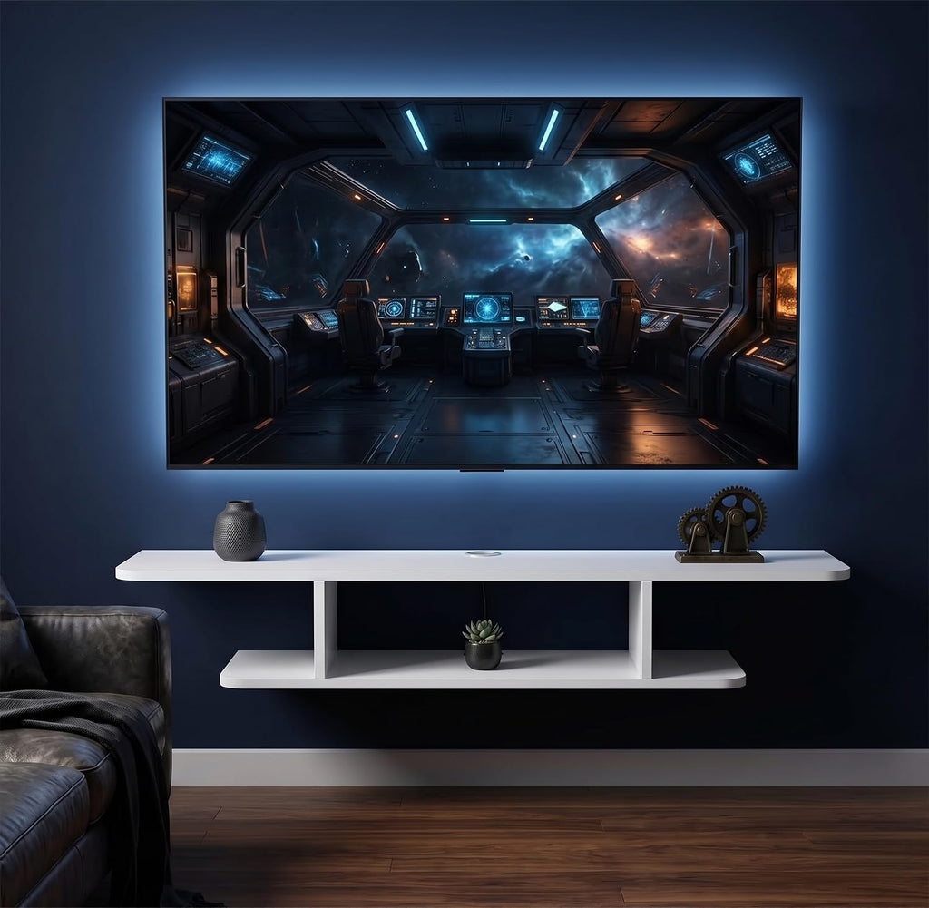 White Floating Wall Mounted TV Stand with Storage H27754