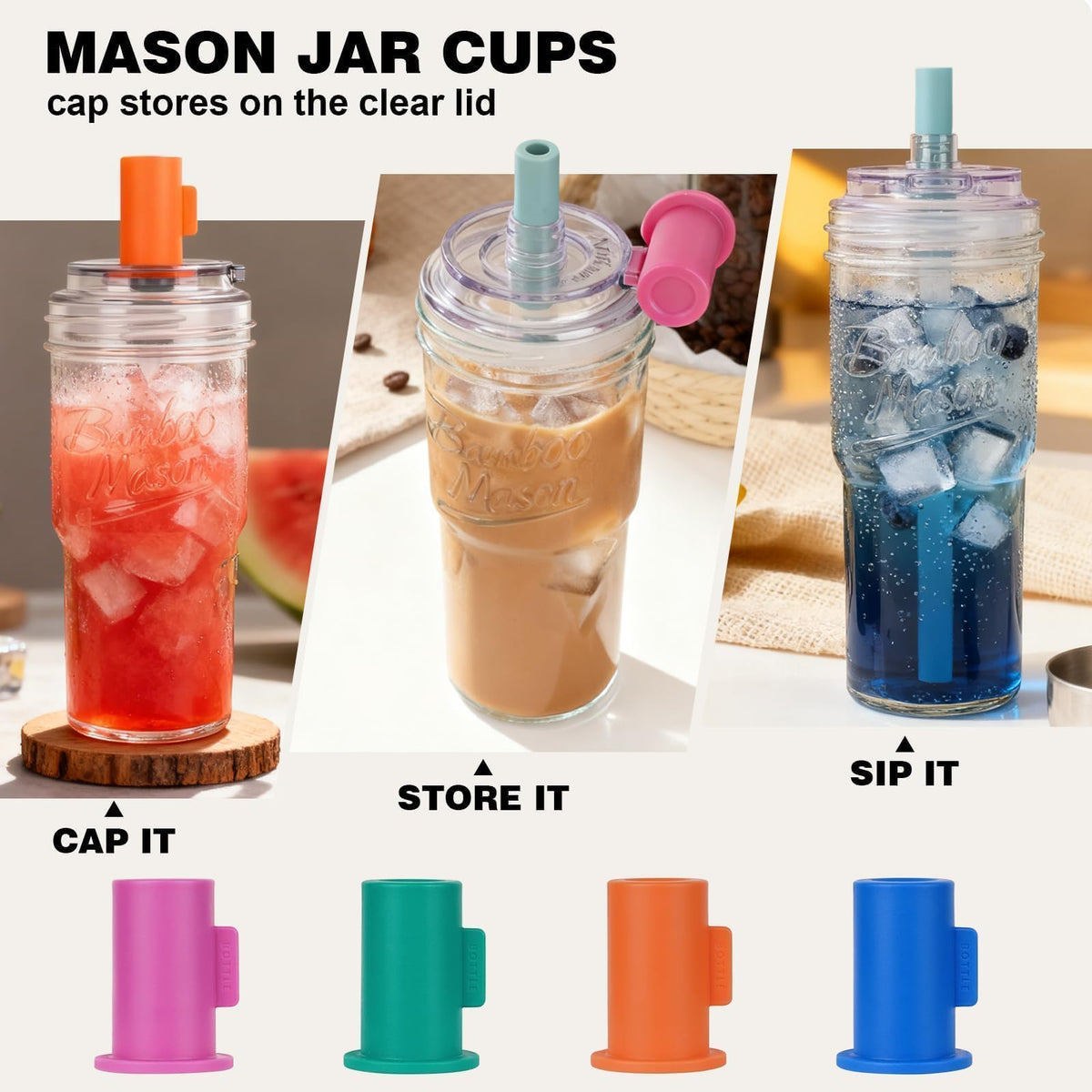 Glass Cups with Lids and Straws 24oz G981