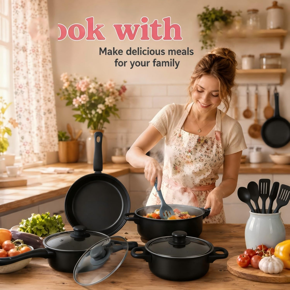 12 Piece Non Stick Maifan Stone Cookware Set V2285